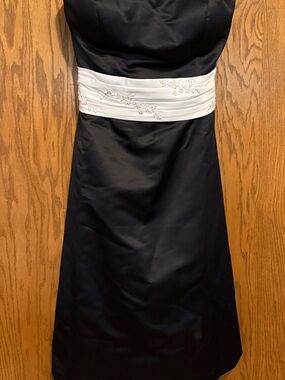 Bill Levkoff 625 Strapless Black White Formal Gown Size 18